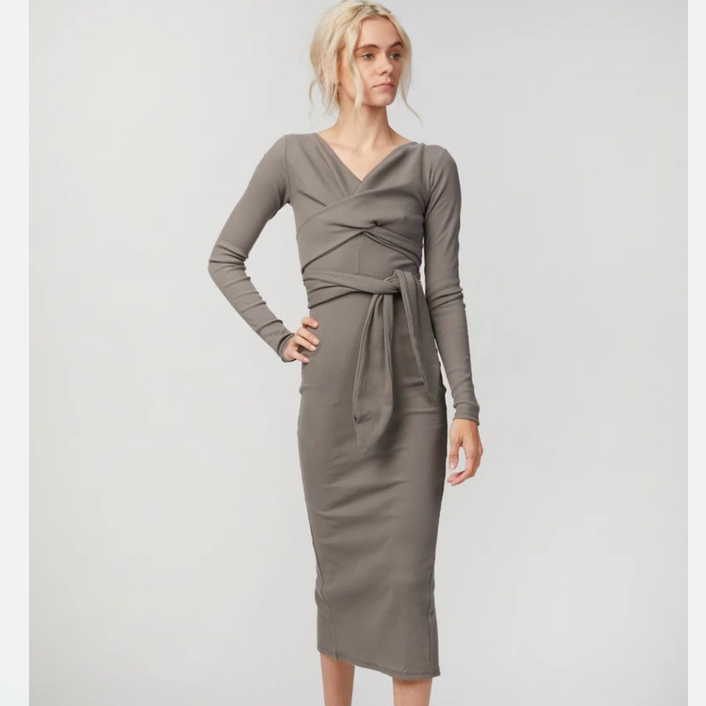 The Line By K Saloma II Wrap Dress Grey NWT XS
